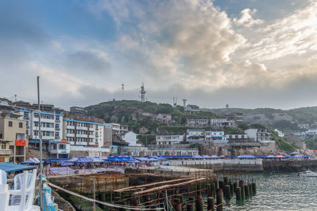 fisherman village in Dongji islandの写真素材