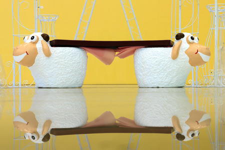 Twin sheep benchの写真素材