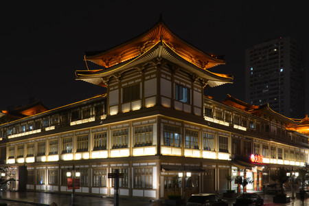 night scene of Datang West City Cultural Scenic Spotのeditorial素材