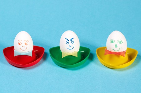 Three fresh and fashioned eggs for your breakfastの写真素材