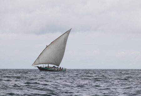 Dhow on the coast in front of Stonetown, Zanzibar, Tanzania, Africaの写真素材