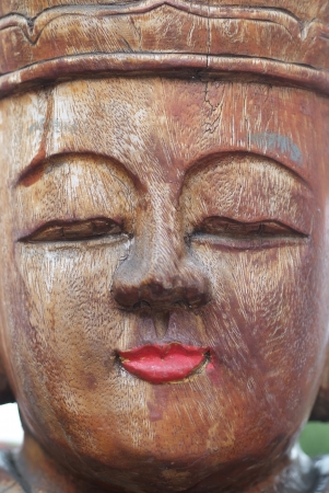 China wooden carved doll face.の写真素材