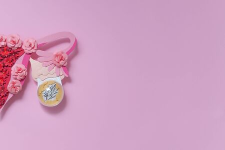 The creative concept of the dermoid ovarian cyst. Copy spaceの写真素材