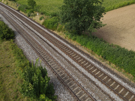 Railroad tracks in the landscapeの写真素材
