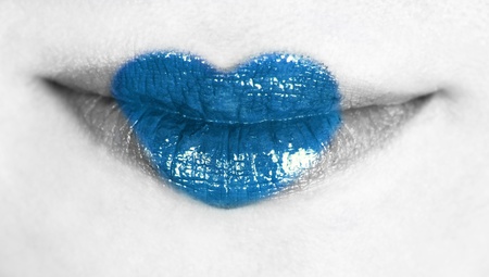 Woman s blue heart lips