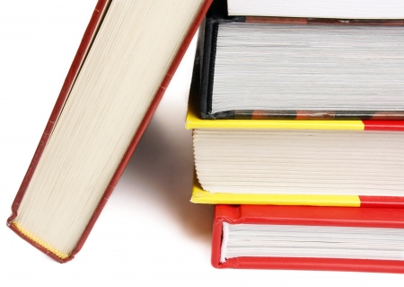 Pile of books isolated on white backgroundの写真素材