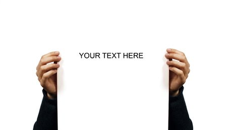 Woman holding a blank billboardの写真素材