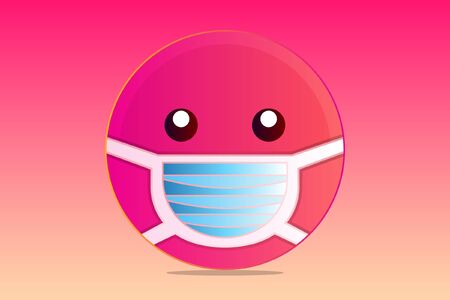 Cute & Funny Emoji Face With Medical Mask to Restrain a Virusのイラスト素材