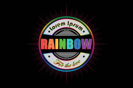 Rainbow Circle Shape Badge Logo Vintage With Halftone Dots Illustration Designのイラスト素材