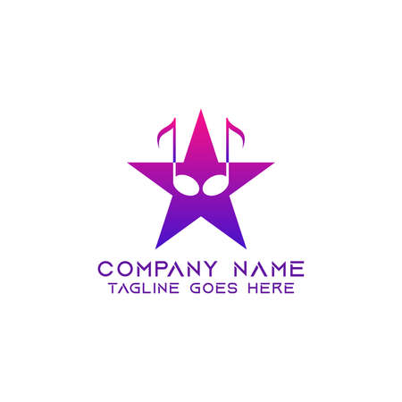 Star music logo design template. This logo is very suitable for any kind of business or industry that is engaged in any music management and production.のイラスト素材