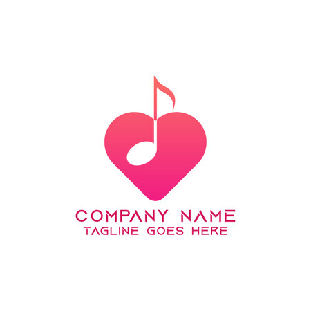 Heart of music logo design template. This logo is very suitable for any kind of business or industry that is engaged in any music management and production.のイラスト素材