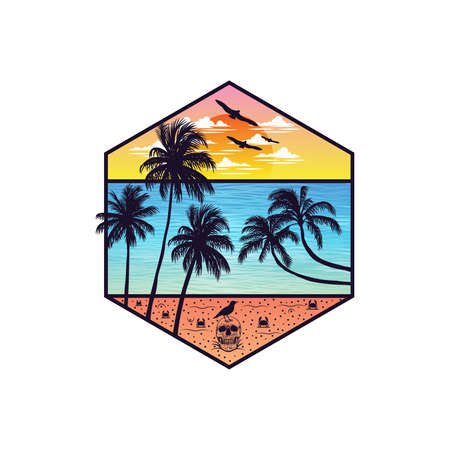 Hello summer, summer time on skull island.のイラスト素材