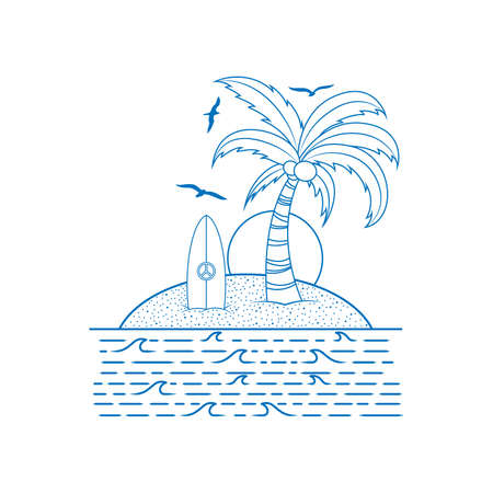 Sound of wave. Summer holiday on exotic island.のイラスト素材