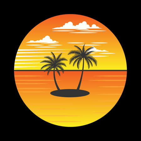 Sound of wave. Summer holiday on exotic island.のイラスト素材