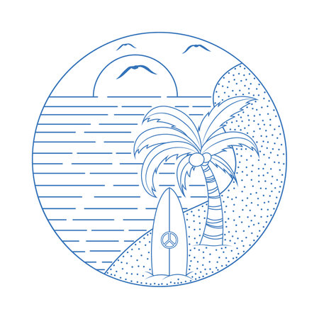 Panorama of the sea and beach. Summer time fun concept design.のイラスト素材