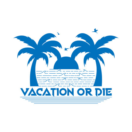 Warm atmosphere on beach with a view of sunset on the western horizon. It's summer vacation time. Editable, vector illustration.のイラスト素材