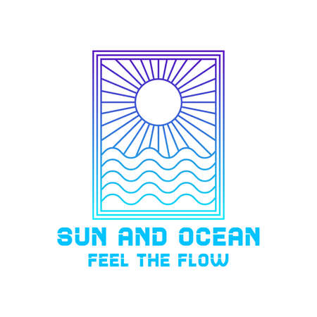 Ocean and beach panorama. Summer time and surfing artwork design. Editable, EPS 10, vector illustration.のイラスト素材