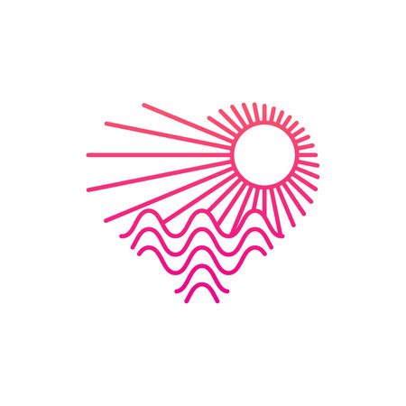 Ocean and beach panorama. Summer time and surfing design artwork. Editable, EPS 10, vector illustration.のイラスト素材