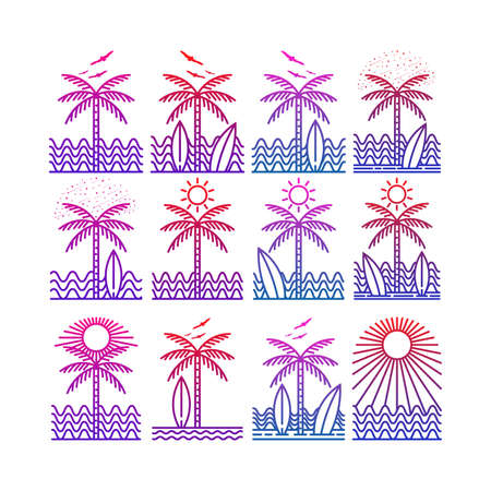 Summer theme collection. Editable, vector illustration.のイラスト素材
