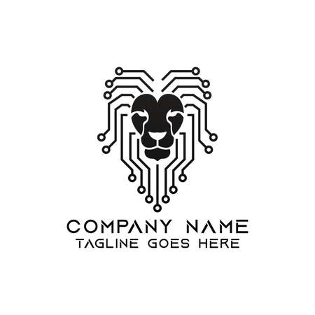 Lion tech logo design template. This logo is very suitable for any kind of business or industry that is engaged in any field. EPS 10, Editable, Resizable, Vector Illustration.のイラスト素材