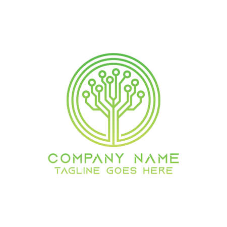 Tree tech logo design template. This logo is very suitable for any kind of business or industry that is engaged in any field. EPS 10, Editable, Resizable, Vector Illustration.のイラスト素材