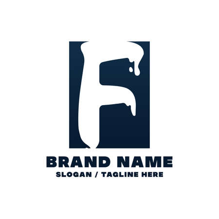 Letter F logo design template. This logo is very suitable for any kind of business or industry that is engaged in any field. Editable, Resizable, Vector Illustration.のイラスト素材