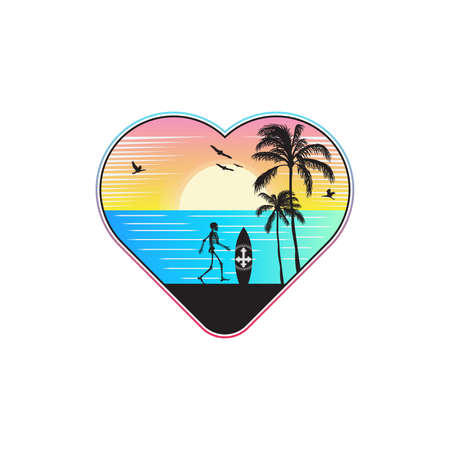 Ocean and beach panoramic landscape artwork design. Editable, resizable, EPS 10, vector illustration.のイラスト素材