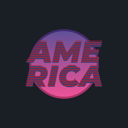 America, halftone line letter typography design artwork. Editable, resizable, EPS 10, vector illustration.&#xD;&#xA;のイラスト素材