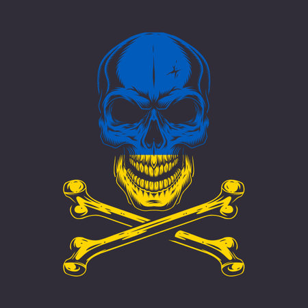 Ukraine skull of terror artwork. Editable, resizable, EPS 10, vector illustration.のイラスト素材