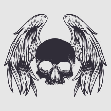 Skull and wings vector design. Editable, resizable, EPS 10, vector illustration.&#xD;&#xA;のイラスト素材