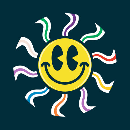 Happiness smiling face emoji, shining like a sun vector illustration design editable and resizable &#xD;&#xA;のイラスト素材