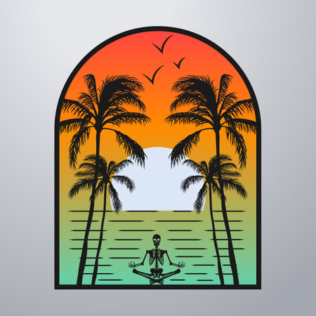 Good summer on the beach. Editable, resizable, vector illustration.&#xD;&#xA;のイラスト素材