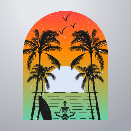 Good summer on the beach with grunge texture style. Editable, resizable, vector illustration.
のイラスト素材