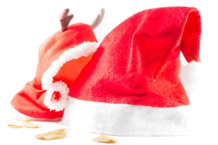 Santa Claus s hat and cutey clothes isolated on white backgroundの写真素材