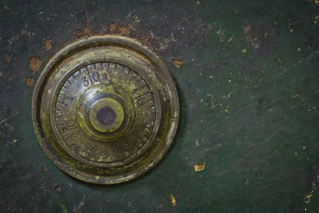 the old and grunge vintage dial key lock safeの写真素材