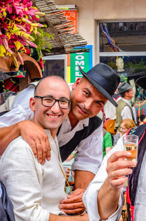 Everywhere in Tenerife these folk festivals are celebrated with music and dance. In the regional costume, with decorated wagons pulled by oxen, people move through the village.のeditorial素材