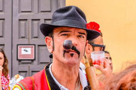 Everywhere in Tenerife these folk festivals are celebrated with music and dance. In the regional costume, with decorated carts pulled by oxen, people parade through the town.のeditorial素材