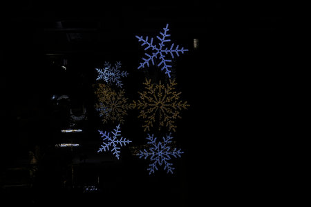 Pre-Christmas decoration and lighting in Puerto de la Cruz taken at night.の写真素材