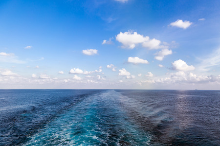 Way of the ship on sea water surfaceの写真素材
