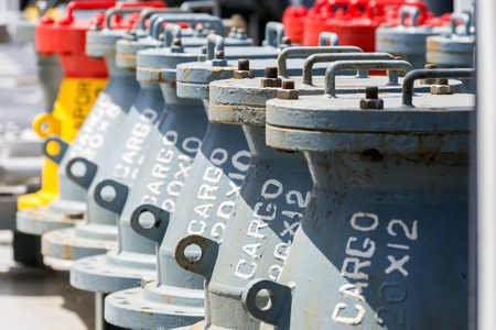 Parts of cargo oil pipeline of the tanker.の写真素材