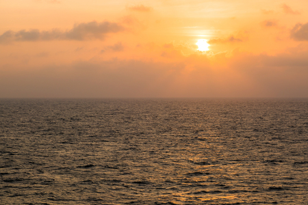 Sunset in the open Atlantic ocean.の写真素材