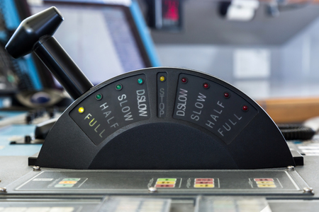 Control stick of a merchant ship in full ahead mode.の写真素材