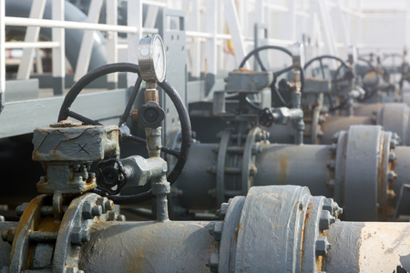 Valves and pipeline of tankers cargo system.の写真素材