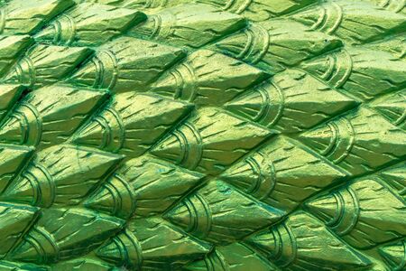 closeup green oriental dragon sculpture scale texture