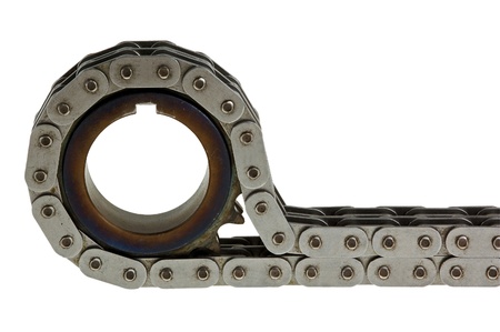 mechanism of chain gear on background white isolated
