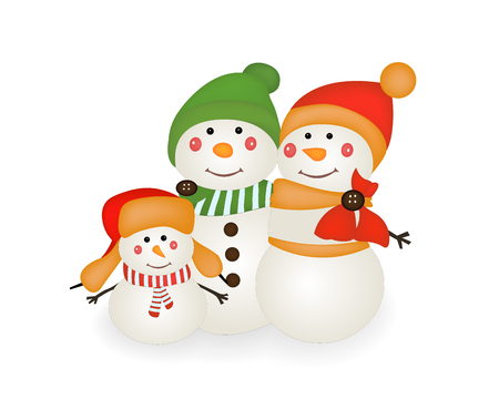 Snowmen isolated on white backgroundのイラスト素材