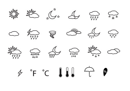 Vector illustration of weather icon set on white backgroundのイラスト素材