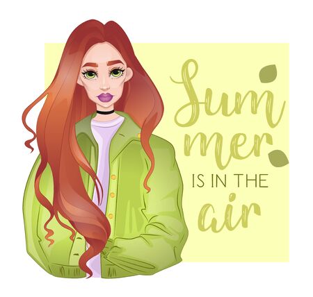 summer is in the air with redhead girlのイラスト素材