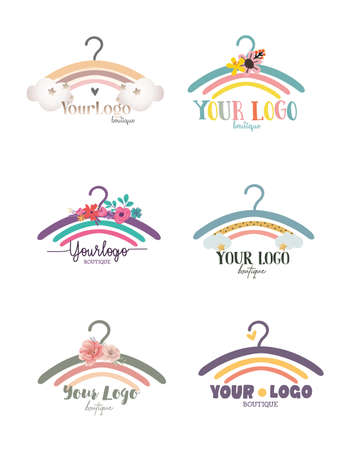 kids fashion boutique logo variants vector setのイラスト素材