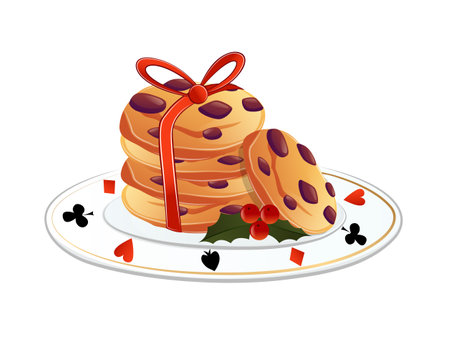 Christmas cookies in ribbon. Wonderland collectionのイラスト素材
